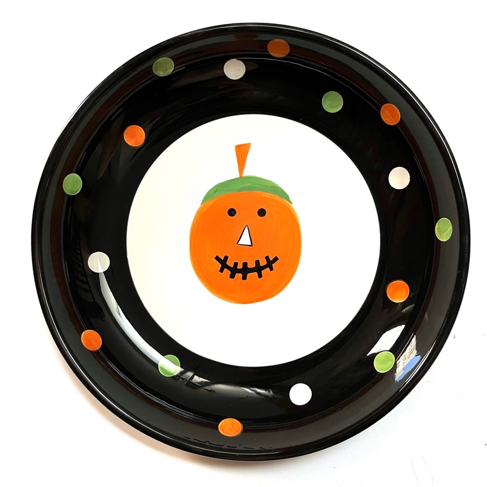 TAG Halloween Polka Dot Pumpkin Serving Bowl 13”